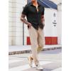 imageRuncati Mens Knit Button Down Shirts Short Sleeve Polo Shirt Vintage Summer Casual Beach Ribbed Textured TopsBlack