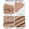 imageRuncati Mens Knit Button Down Shirts Short Sleeve Polo Shirt Vintage Summer Casual Beach Ribbed Textured TopsKhaki