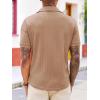 imageRuncati Mens Knit Button Down Shirts Short Sleeve Polo Shirt Vintage Summer Casual Beach Ribbed Textured TopsKhaki