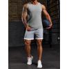 imageRuncati Mens Ribbed Tank Tops 2 Pack Knit Sleeveless Workout T Shirt Muscle Gym Fitness TeeGrey