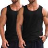 imageRuncati Mens Ribbed Tank Tops 2 Pack Knit Sleeveless Workout T Shirt Muscle Gym Fitness TeeBlackBlack