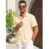 imageRuncati Mens Button Down Shirts Casual Short Sleeve Beach Shirt Summer Cotton Linen Lightweight Hippie TopsBeige