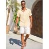 imageRuncati Mens Button Down Shirts Casual Short Sleeve Beach Shirt Summer Cotton Linen Lightweight Hippie TopsBeige