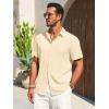 imageRuncati Mens Button Down Shirts Casual Short Sleeve Beach Shirt Summer Cotton Linen Lightweight Hippie TopsBeige