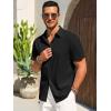 imageRuncati Mens Button Down Shirts Casual Short Sleeve Beach Shirt Summer Cotton Linen Lightweight Hippie TopsBlack