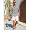 imageRuncati Mens Button Down Shirts Casual Short Sleeve Beach Shirt Summer Cotton Linen Lightweight Hippie TopsGrey