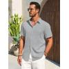 imageRuncati Mens Button Down Shirts Casual Short Sleeve Beach Shirt Summer Cotton Linen Lightweight Hippie TopsGrey