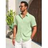 imageRuncati Mens Button Down Shirts Casual Short Sleeve Beach Shirt Summer Cotton Linen Lightweight Hippie TopsMint Color