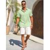 imageRuncati Mens Button Down Shirts Casual Short Sleeve Beach Shirt Summer Cotton Linen Lightweight Hippie TopsMint Color