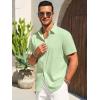 imageRuncati Mens Button Down Shirts Casual Short Sleeve Beach Shirt Summer Cotton Linen Lightweight Hippie TopsMint Color