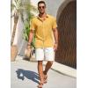 imageRuncati Mens Button Down Shirts Casual Short Sleeve Beach Shirt Summer Cotton Linen Lightweight Hippie TopsMustard Yellow