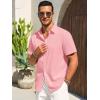 imageRuncati Mens Button Down Shirts Casual Short Sleeve Beach Shirt Summer Cotton Linen Lightweight Hippie TopsPink