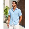 imageRuncati Mens Button Down Shirts Casual Short Sleeve Beach Shirt Summer Cotton Linen Lightweight Hippie TopsSky Blue