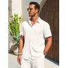 imageRuncati Mens Button Down Shirts Casual Short Sleeve Beach Shirt Summer Cotton Linen Lightweight Hippie TopsWhite