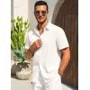 imageRuncati Mens Button Down Shirts Casual Short Sleeve Beach Shirt Summer Cotton Linen Lightweight Hippie TopsWhite