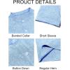 imageRuncati Mens Casual Button Down Shirts Short Sleeve Banded Collar Shirt Linen Beach Summer Hippie TopsBaby Blue