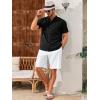 imageRuncati Mens Casual Button Down Shirts Short Sleeve Banded Collar Shirt Linen Beach Summer Hippie TopsBlack
