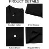imageRuncati Mens Casual Button Down Shirts Short Sleeve Banded Collar Shirt Linen Beach Summer Hippie TopsBlack