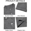 imageRuncati Mens Casual Button Down Shirts Short Sleeve Banded Collar Shirt Linen Beach Summer Hippie TopsDark Grey
