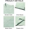 imageRuncati Mens Casual Button Down Shirts Short Sleeve Banded Collar Shirt Linen Beach Summer Hippie TopsMint Color