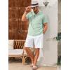 imageRuncati Mens Casual Button Down Shirts Short Sleeve Banded Collar Shirt Linen Beach Summer Hippie TopsMint Color