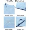imageRuncati Mens Casual Button Down Shirts Short Sleeve Banded Collar Shirt Linen Beach Summer Hippie TopsSky Blue