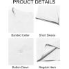 imageRuncati Mens Casual Button Down Shirts Short Sleeve Banded Collar Shirt Linen Beach Summer Hippie TopsWhite