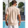 imageRuncati Mens Linen Button Down Shirt Short Sleeve Casual Lightweight Summer Beach Shirts Vacation Wedding TopsApricot