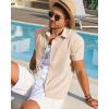 imageRuncati Mens Linen Button Down Shirt Short Sleeve Casual Lightweight Summer Beach Shirts Vacation Wedding TopsApricot