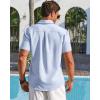 imageRuncati Mens Linen Button Down Shirt Short Sleeve Casual Lightweight Summer Beach Shirts Vacation Wedding TopsBaby Blue