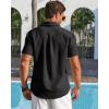 imageRuncati Mens Linen Button Down Shirt Short Sleeve Casual Lightweight Summer Beach Shirts Vacation Wedding TopsBlack