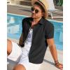 imageRuncati Mens Linen Button Down Shirt Short Sleeve Casual Lightweight Summer Beach Shirts Vacation Wedding TopsBlack