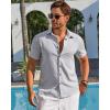 imageRuncati Mens Linen Button Down Shirt Short Sleeve Casual Lightweight Summer Beach Shirts Vacation Wedding TopsGrey