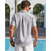 imageRuncati Mens Linen Button Down Shirt Short Sleeve Casual Lightweight Summer Beach Shirts Vacation Wedding TopsGrey