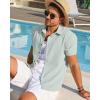 imageRuncati Mens Linen Button Down Shirt Short Sleeve Casual Lightweight Summer Beach Shirts Vacation Wedding TopsMint