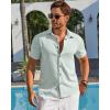 imageRuncati Mens Linen Button Down Shirt Short Sleeve Casual Lightweight Summer Beach Shirts Vacation Wedding TopsMint
