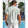 imageRuncati Mens Linen Button Down Shirt Short Sleeve Casual Lightweight Summer Beach Shirts Vacation Wedding TopsMint