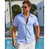 imageRuncati Mens Linen Button Down Shirt Short Sleeve Casual Lightweight Summer Beach Shirts Vacation Wedding TopsSky Blue
