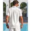imageRuncati Mens Linen Button Down Shirt Short Sleeve Casual Lightweight Summer Beach Shirts Vacation Wedding TopsWhite