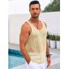 imageRuncati Mens Sleeveless Tank Tops Knitted Crochet See Through Hollow Out TShirts Muscle Summer Beach Hippie ShirtsBeige