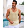imageRuncati Mens Sleeveless Tank Tops Knitted Crochet See Through Hollow Out TShirts Muscle Summer Beach Hippie ShirtsBeige