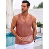 imageRuncati Mens Sleeveless Tank Tops Knitted Crochet See Through Hollow Out TShirts Muscle Summer Beach Hippie ShirtsCoral