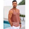 imageRuncati Mens Sleeveless Tank Tops Knitted Crochet See Through Hollow Out TShirts Muscle Summer Beach Hippie ShirtsCoral