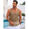 imageRuncati Mens Sleeveless Tank Tops Knitted Crochet See Through Hollow Out TShirts Muscle Summer Beach Hippie ShirtsDark Khahi