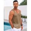 imageRuncati Mens Sleeveless Tank Tops Knitted Crochet See Through Hollow Out TShirts Muscle Summer Beach Hippie ShirtsDark Khahi