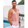 imageRuncati Mens Sleeveless Tank Tops Knitted Crochet See Through Hollow Out TShirts Muscle Summer Beach Hippie ShirtsPink