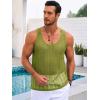 imageRuncati Mens Sleeveless Tank Tops Knitted Crochet See Through Hollow Out TShirts Muscle Summer Beach Hippie ShirtsYellowgreen