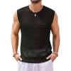 imageRuncati Mens Knitted Tank Tops Sleeveless Crochet See Through TShirts Muscle Summer Beach Hippie ShirtsBlack