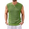 imageRuncati Mens Knitted Tank Tops Sleeveless Crochet See Through TShirts Muscle Summer Beach Hippie ShirtsGreen