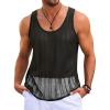 imageRuncati Mens Sleeveless Tank Tops Knitted Crochet See Through Hollow Out TShirts Muscle Summer Beach Hippie ShirtsBlack